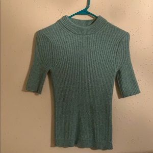 Blue knit three quarter sleeved winter sweater